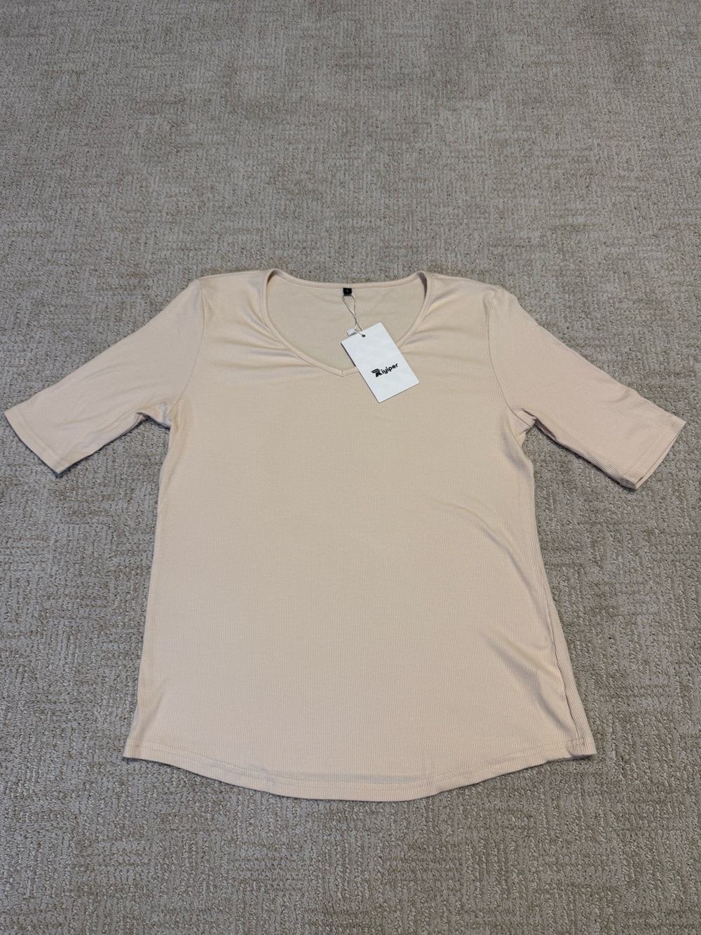 NWT Women's Ribbed half Sleeve Top - Cream (L)